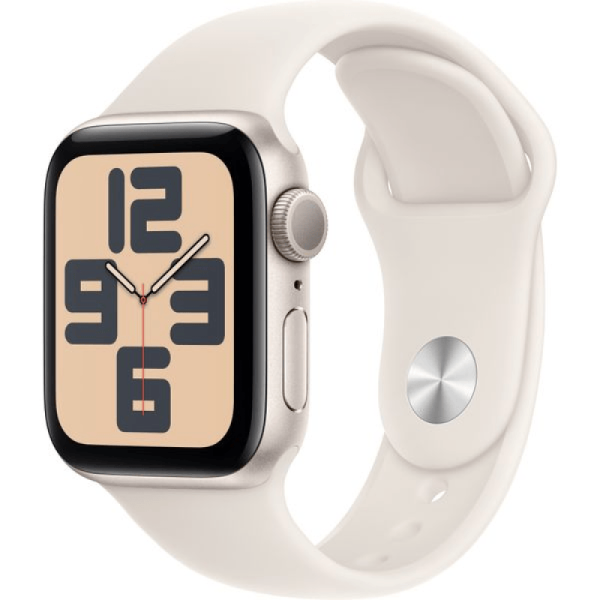 Apple Watch Series SE 2024 44mm Starlight Aluminum Case with Starlight Sand Sport Band M/L