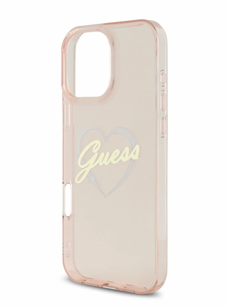 Guess для iPhone 16 Pro чехол PC/TPU Heart Hard Pink